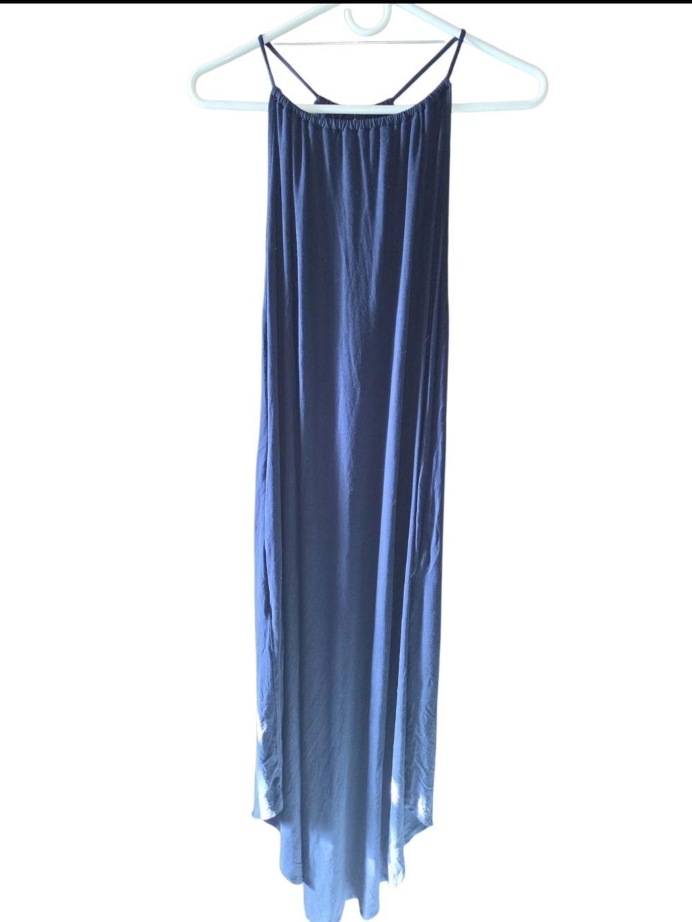 4/8/90. Maurices Womens Sleeveless Navy Blue Maxi Dress with Spaghetti Straps